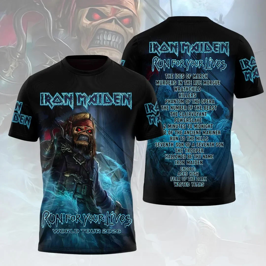 Iron Maiden World Tour 2026 Merch Iron Maiden Run For Your Lives Tour T-Shirt Music Lover Gear - Merchluma