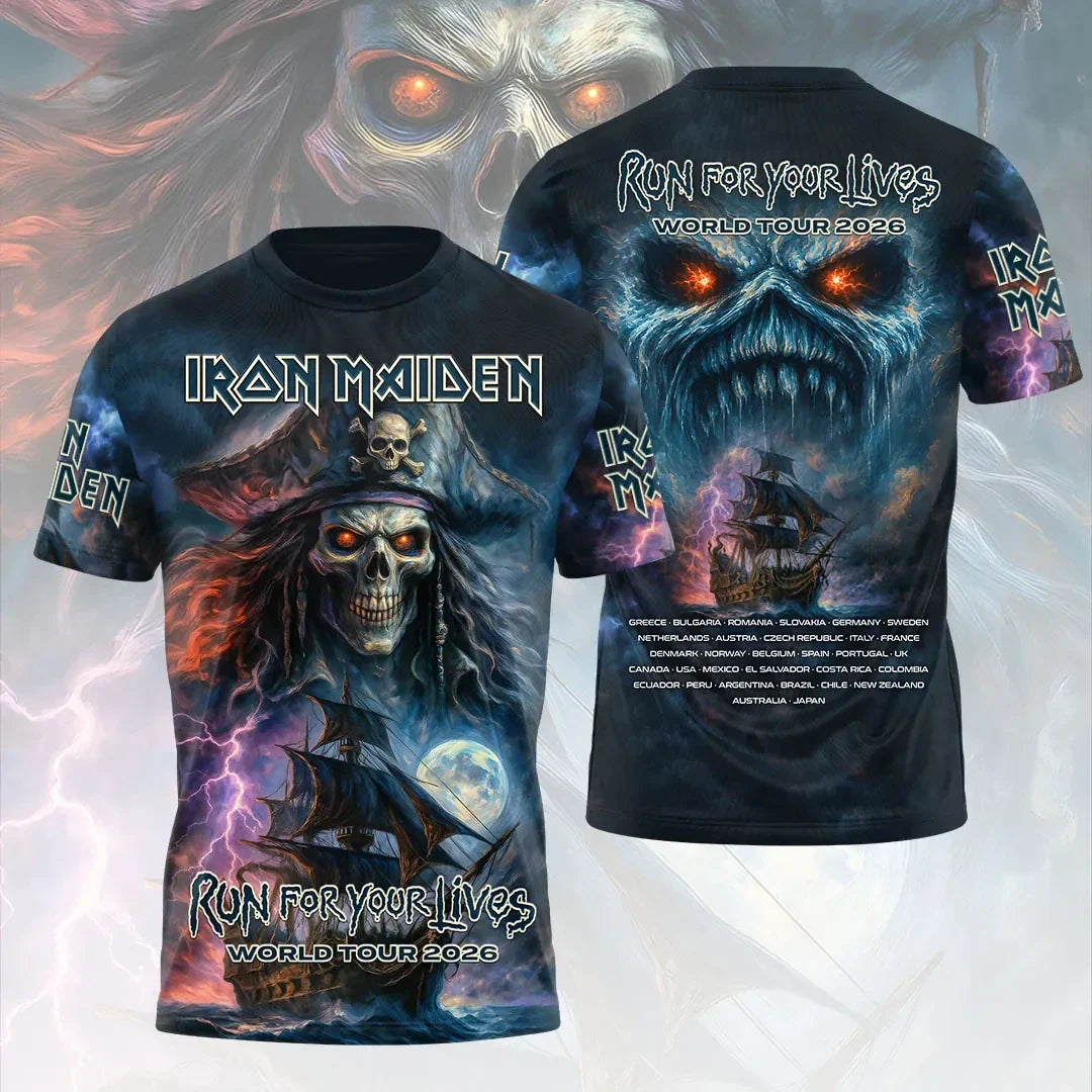 Iron Maiden World Tour 2026 Merch Run For Your Lives World Tour T-Shirt Music Lover Apparel - Merchluma