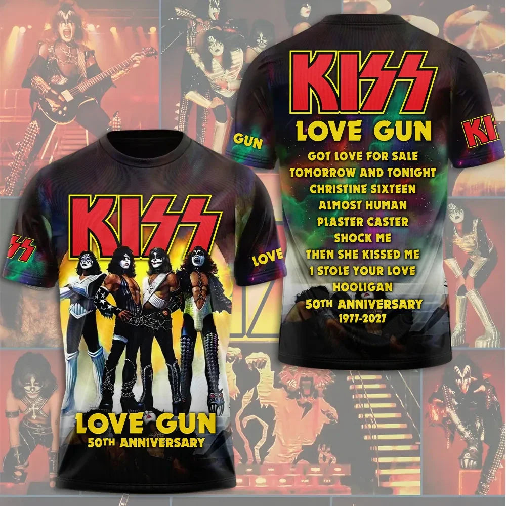 KISS Love Gun 50th Anniversary T-Shirt KISS Band Merch Gifts For Rock Lovers - Merchluma