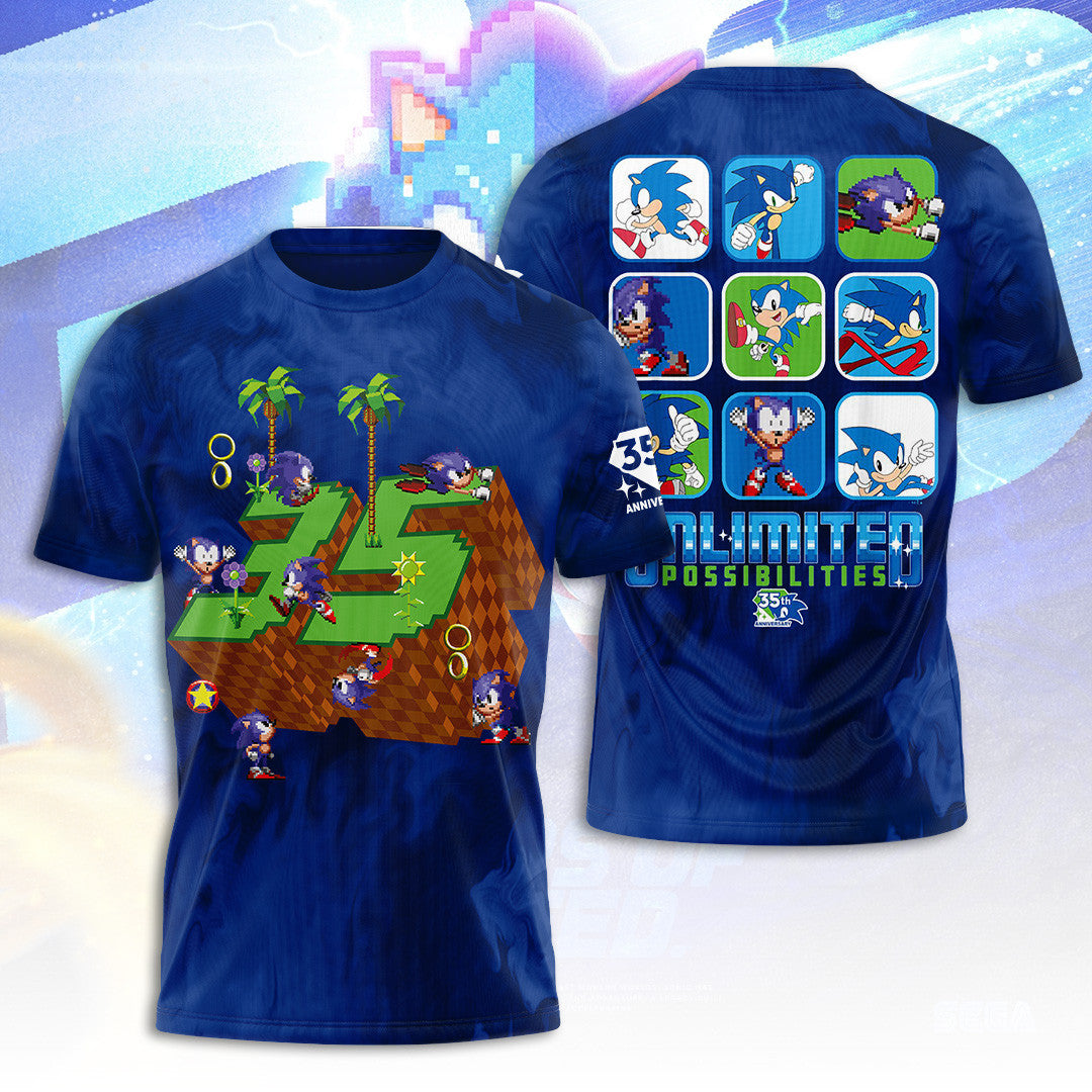 Sonic the Hedgehog 35th Anniversary Merch 2026 Unlimited Possibilities T-Shirt Gift For BFF - Merchluma