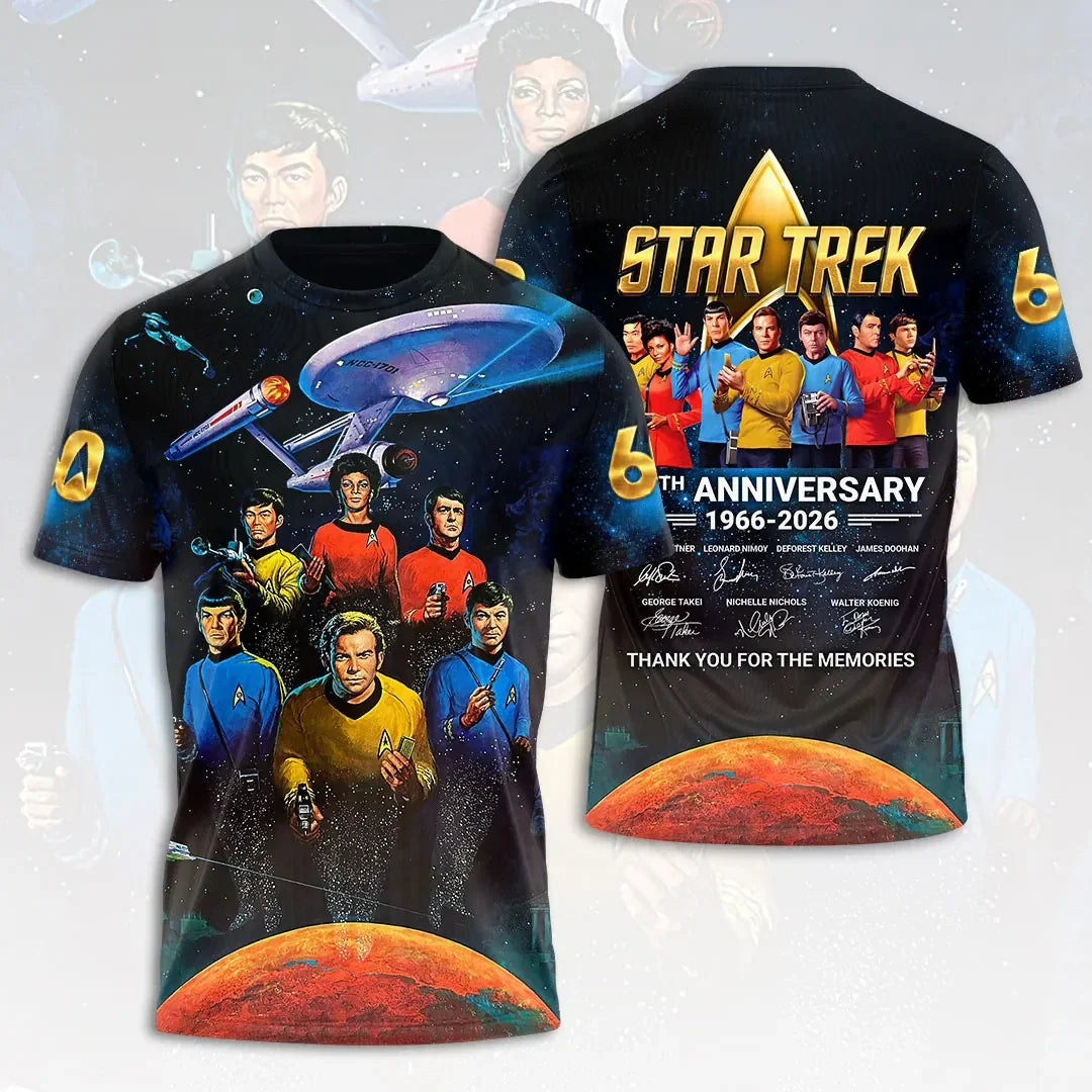 Star Trek 60th Anniversary Signature T-Shirt 2026 Star Trek Merch Gift For Sci Fi Movie Lover - Merchluma