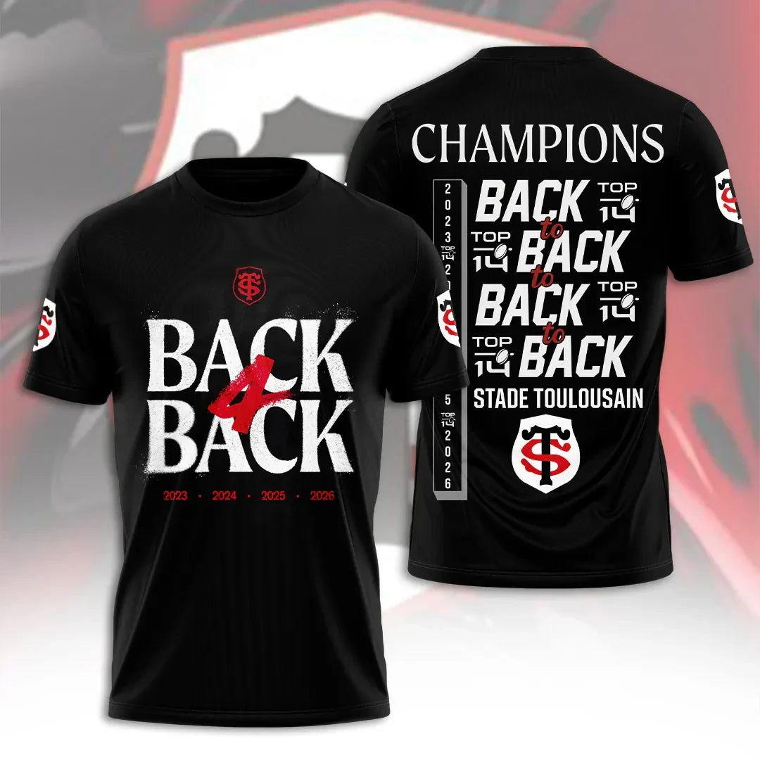 Stade Toulousain 4 Time French Champions 2026 T-Shirt Stade Toulousain Merch Rugby Fan Apparel - Merchluma