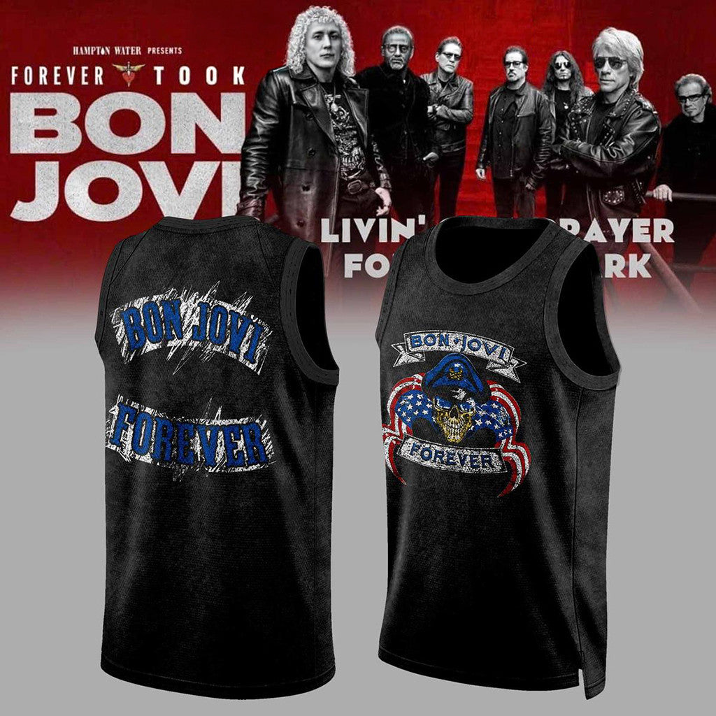 Bon Jovi Forever Tour 2026 Basketball Jersey Bon Jovi Merch Cool Gifts For Rock Lovers - Merchluma