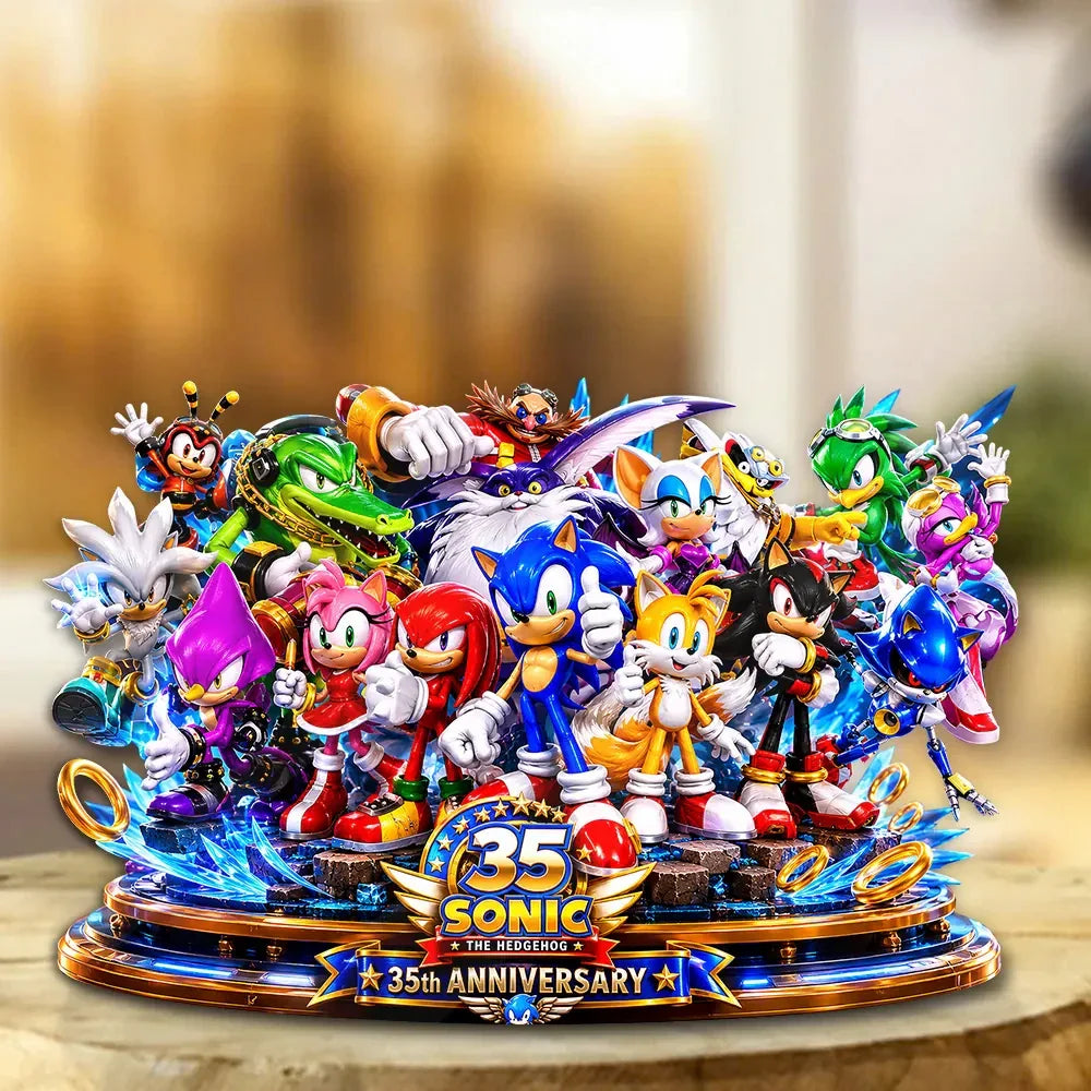 Sonic the Hedgehog 35th Anniversary Acrylic Plaque Sonic the Hedgehog Merch Display Decor Ideas - Merchluma