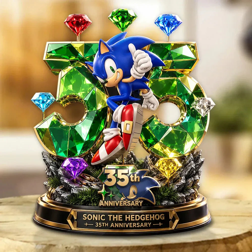 Sonic The Hedgehog 35th Anniversary Acrylic Plaque Sonic The Hedgehog Merch Game Lover Gifts - Merchluma