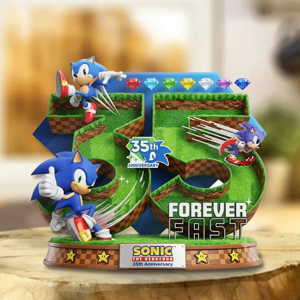 Sonic The Hedgehog 35th Anniversary Merch 2026 Sonic Forever Fast Acrylic Plaque Gamer Gifts - Merchluma