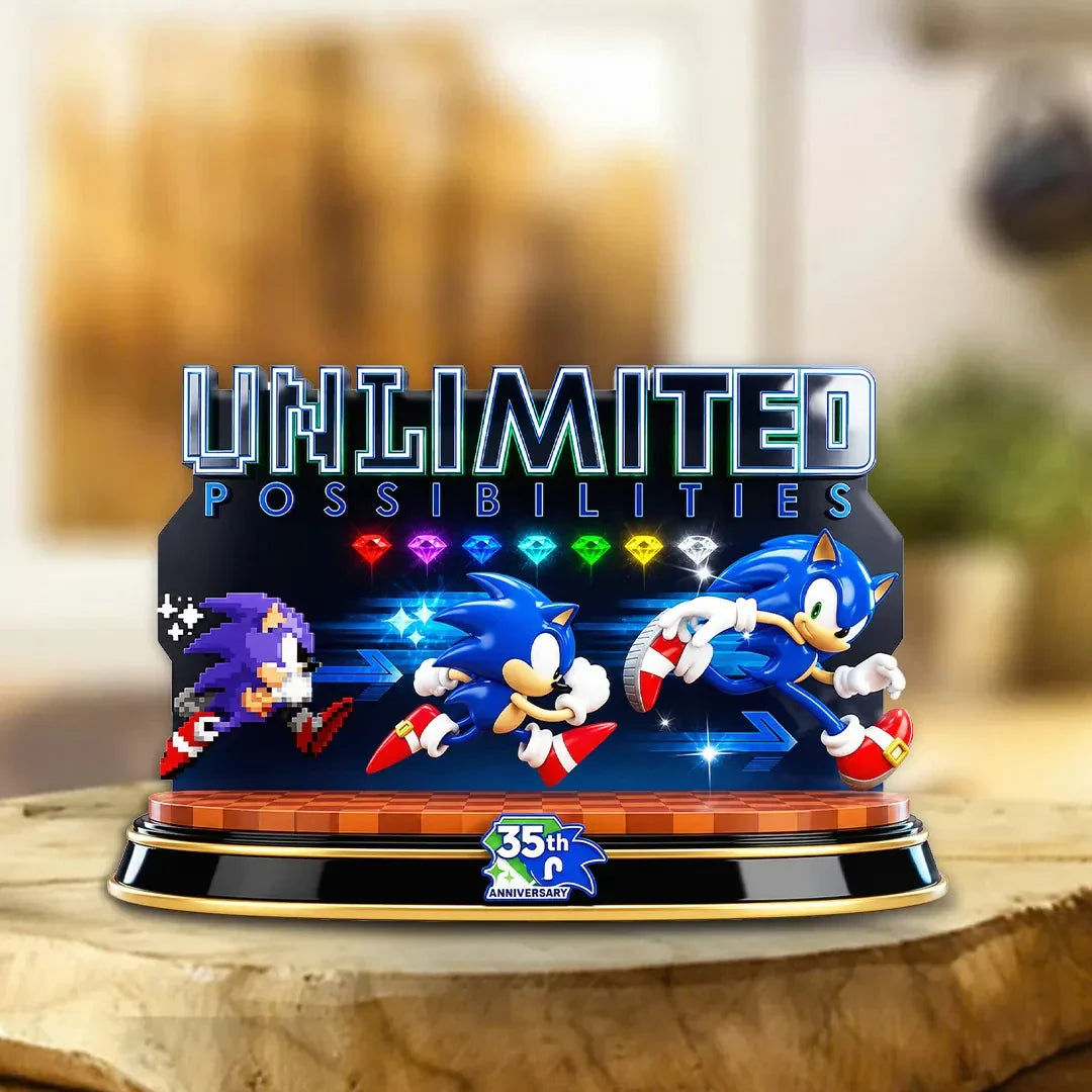 Sonic The Hedgehog 35th Anniversary Merch 2026 Sonic Unlimited Possibilities Acrylic Plaque - Merchluma