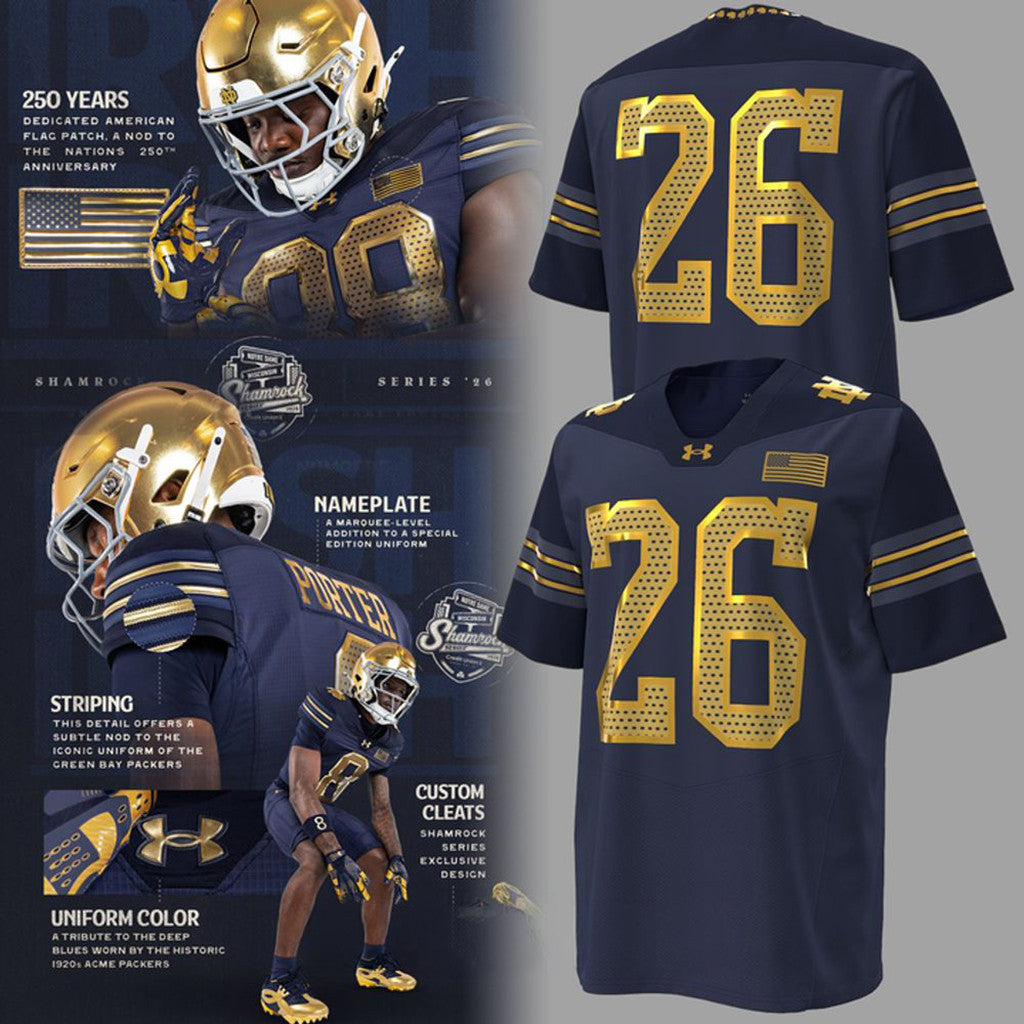 Notre Dame Fighting Irish 2026 Shamrock Series Football Jersey Notre Dame Merch Fan Gifts - Merchluma
