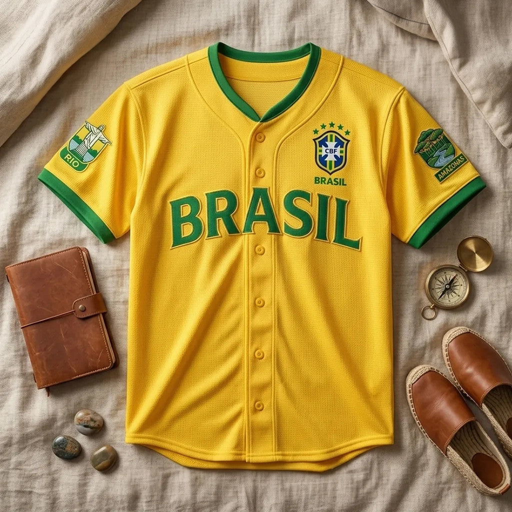 Brazil National Team Yellow Baseball Jersey Brazil World Cup 2026 Merch Gifts For Support - Merchluma