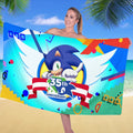 Sonic The Hedgehog 35th Anniversary Beach Towel Sonic The Hedgehog Merch Present For Friends - Merchluma