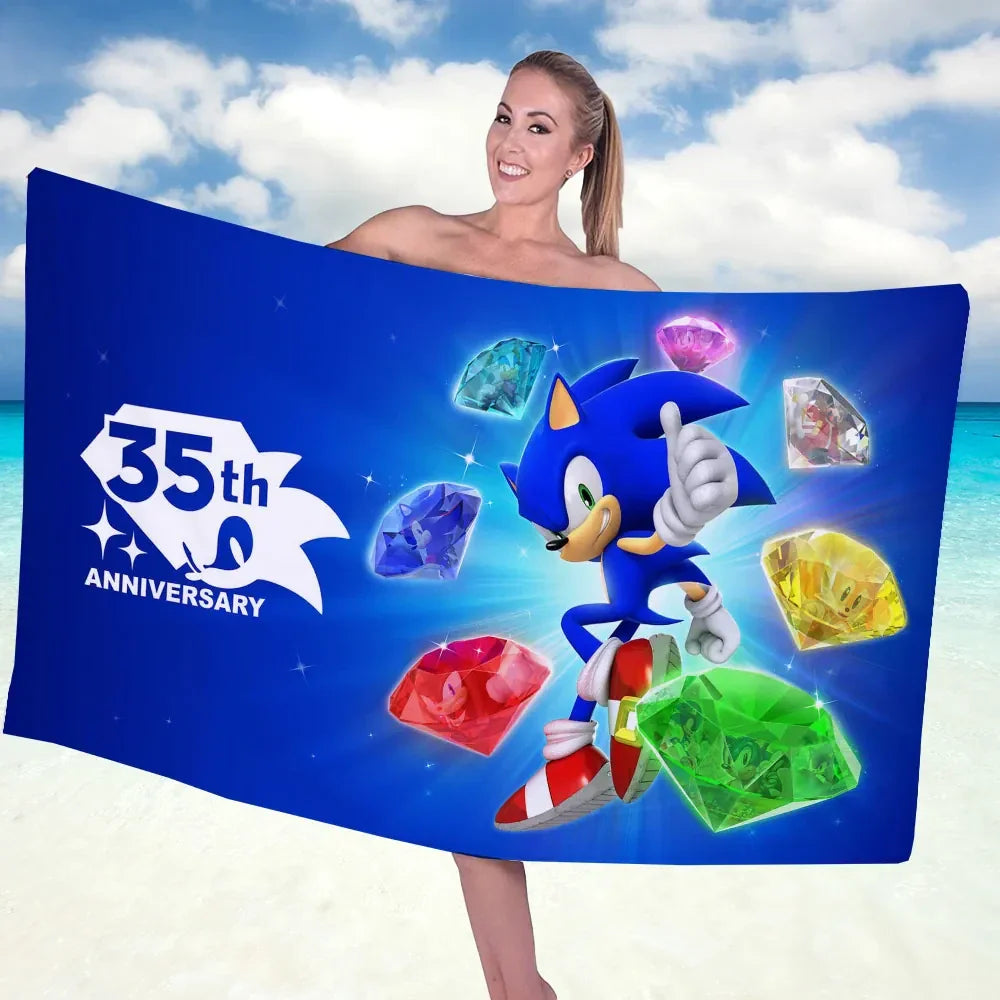 Sonic The Hedgehog 35th Anniversary Merch 2026 Sonic The Hedgehog Beach Towel Cool Gift For Son - Merchluma