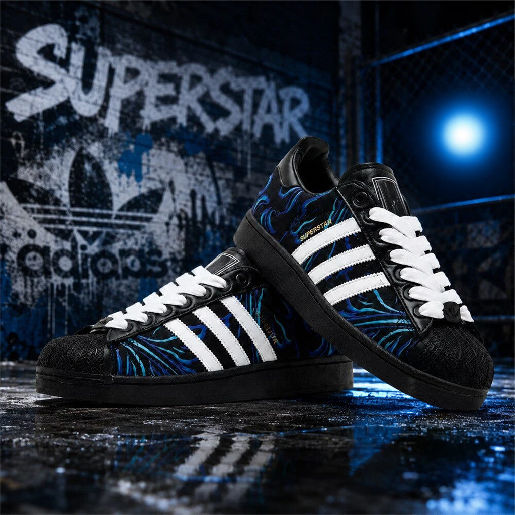 Argentina Superstar Blue Wave Pattern 2026 Sneakers Argentina World Cup Merch Football Fan Gear - Merchluma