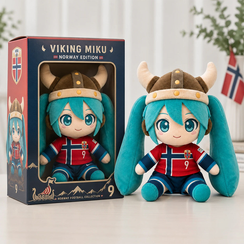 Viking Miku Norway Football Number 9 Erling Haaland Plush Pillow Hatsune Miku Merch Fan Gifts - Merchluma