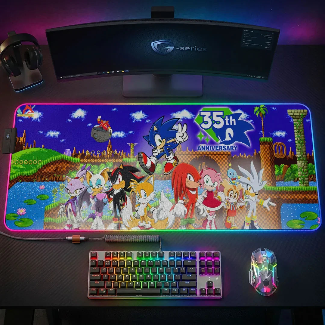 Sonic the Hedgehog 35th Anniversary Gaming Desk Mat Sonic the Hedgehog Merch 2026 Decor Ideas - Merchluma