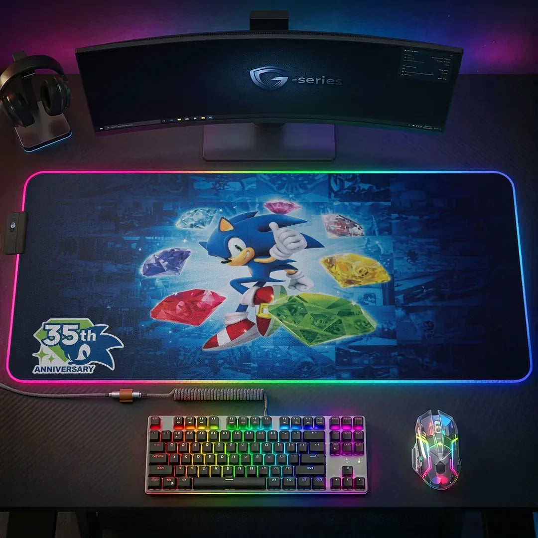 Sonic the Hedgehog 35th Anniversary Gaming Desk Mat Sonic the Hedgehog Merch Gift For Gamer - Merchluma
