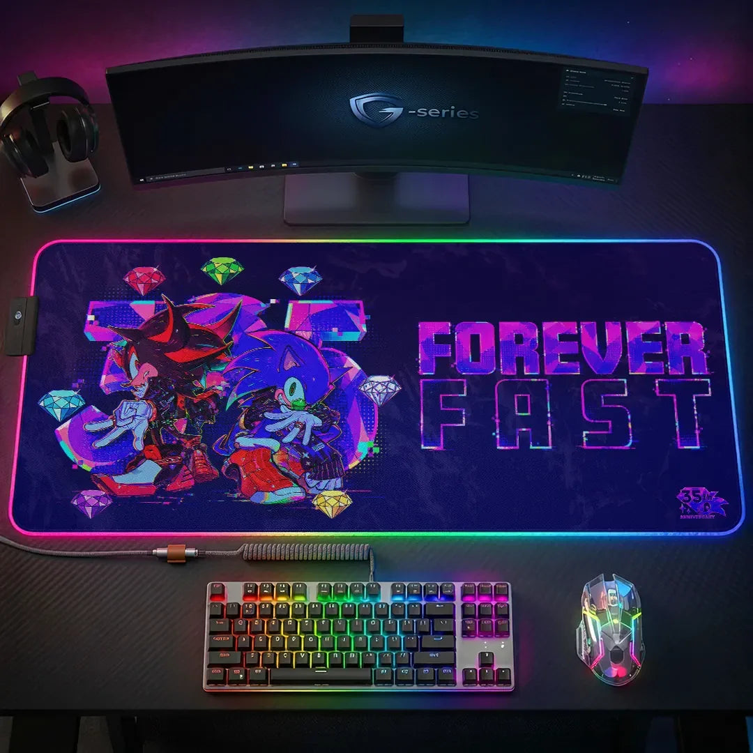 Sonic the Hedgehog 35th Anniversary Merch 2026 Forever Fast Gaming Desk Mat Gift For Gamers - Merchluma
