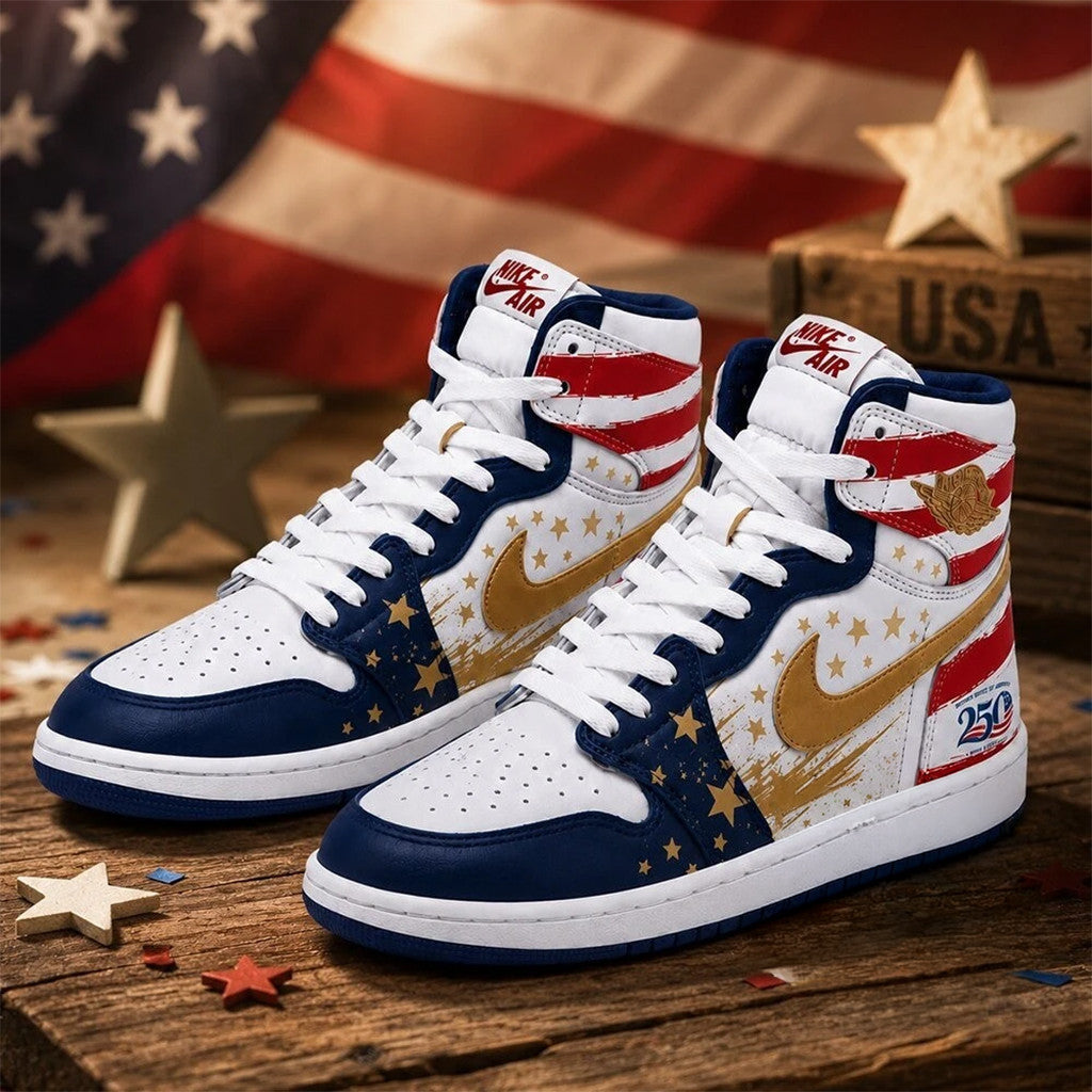 America 250Th Anniversary 2026 High Top Shoes Sneakers Patriotic Merch Gift For Husband - Merchluma