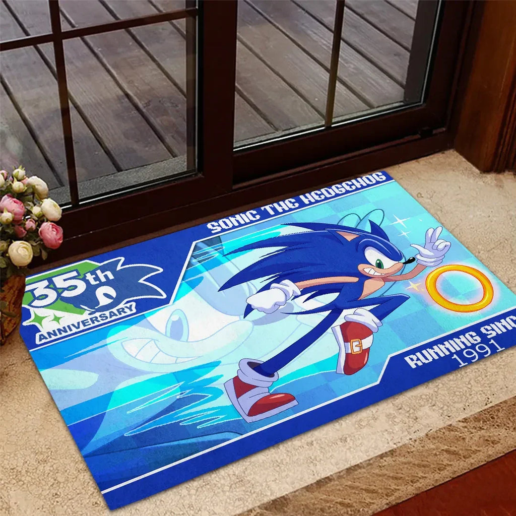 Sonic The Hedgehog 35th Anniversary Doormat 2026 Sonic The Hedgehog Merch Gift For Husband - Merchluma