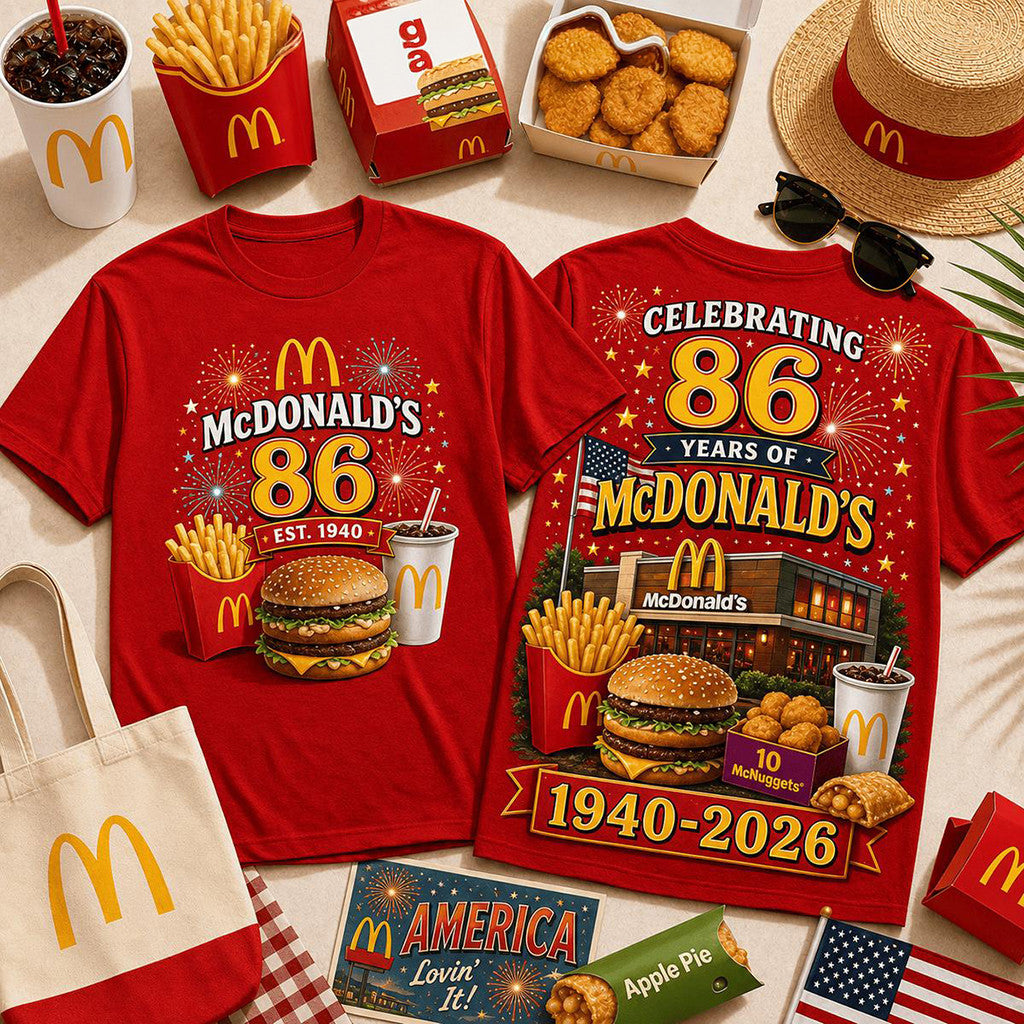 McDonald's 86 Years 1940 2026 T-Shirt Fast Food Lover Shirt Gift For Husband - Merchluma