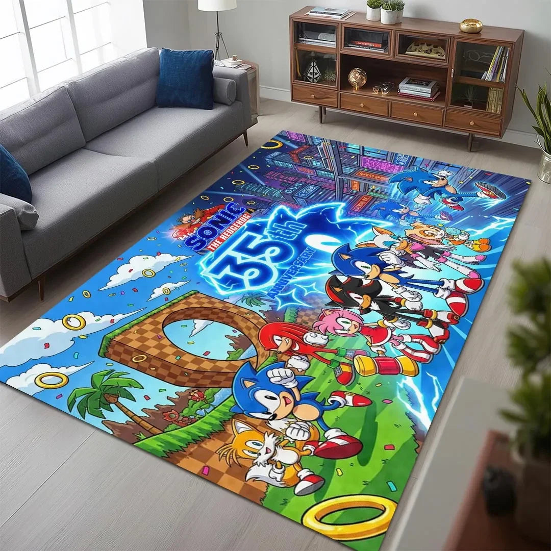 Sonic the Hedgehog 35th Anniversary Area Rug 2026 Sonic the Hedgehog Merch Living Room Decor - Merchluma
