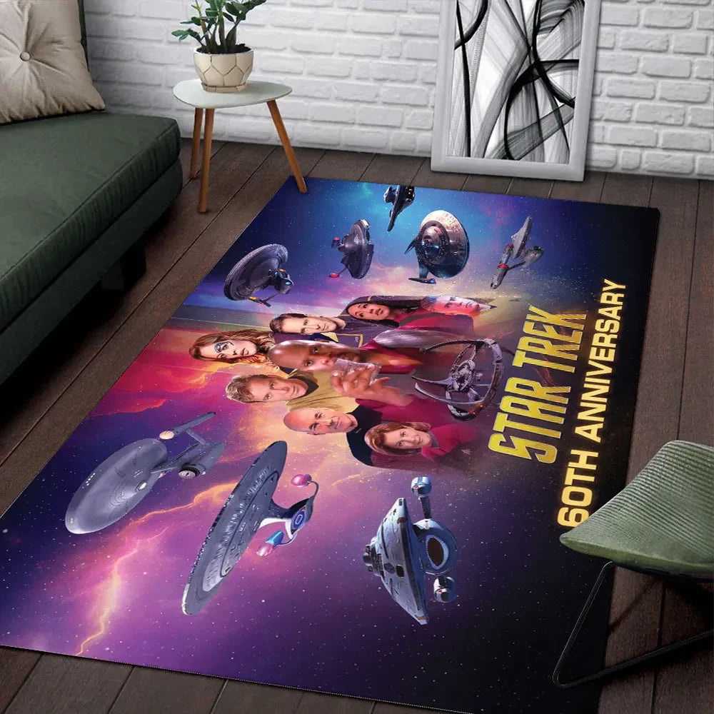 Star Trek 60th Anniversary Area Rug 1966 2026 Star Trek Merch Sci Fi Lover Living Room Decor - Merchluma