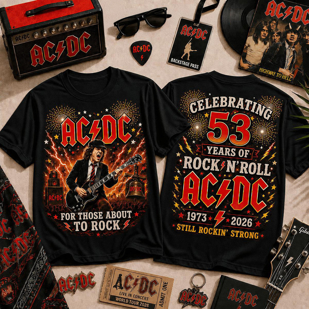 ACDC 53 Years Of Rock N Roll T-Shirt For Those About To Rock Shirt ACDC Merch Fan Gifts - Merchluma