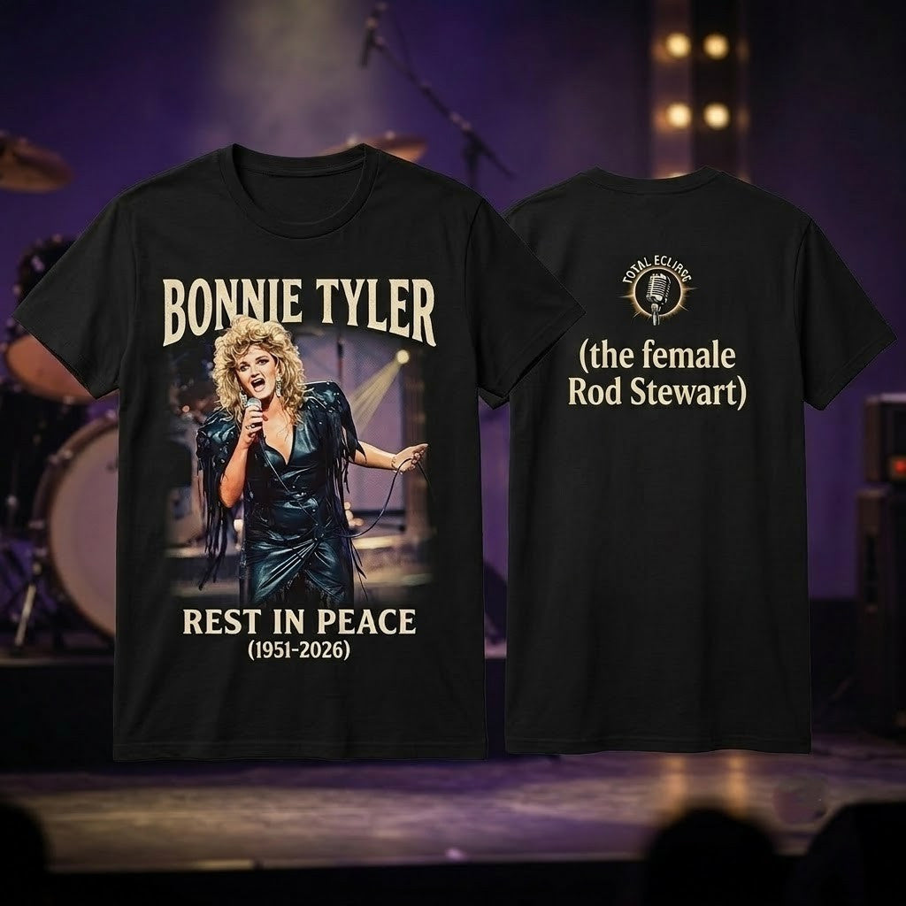 Bonnie Tyler Rest In Peace 2026 Total Eclipse Memorial T-Shirt The Female Rod Stewart Shirt - Merchluma