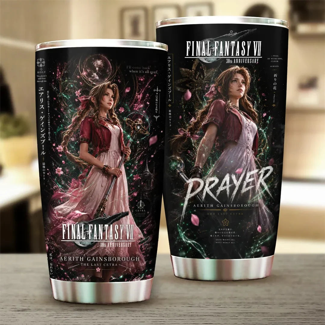 Final Fantasy VII X Aerith Gainsborough 30th Anniversary Tumbler Final Fantasy VII Merch 2026 - Merchluma