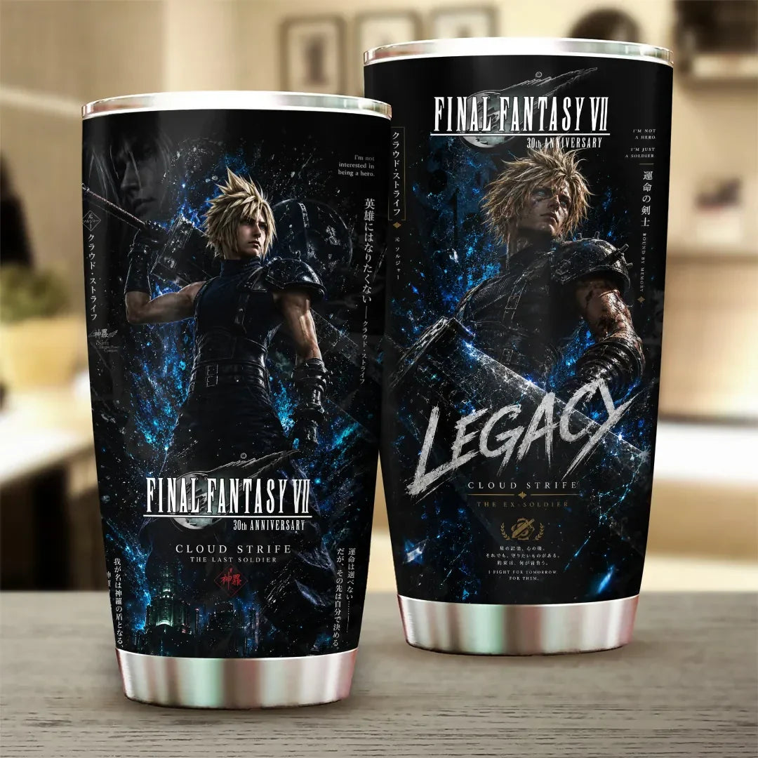 Final Fantasy VII X Cloud Strife 30th Anniversary Tumbler Final Fantasy VII Merch Legacy - Merchluma