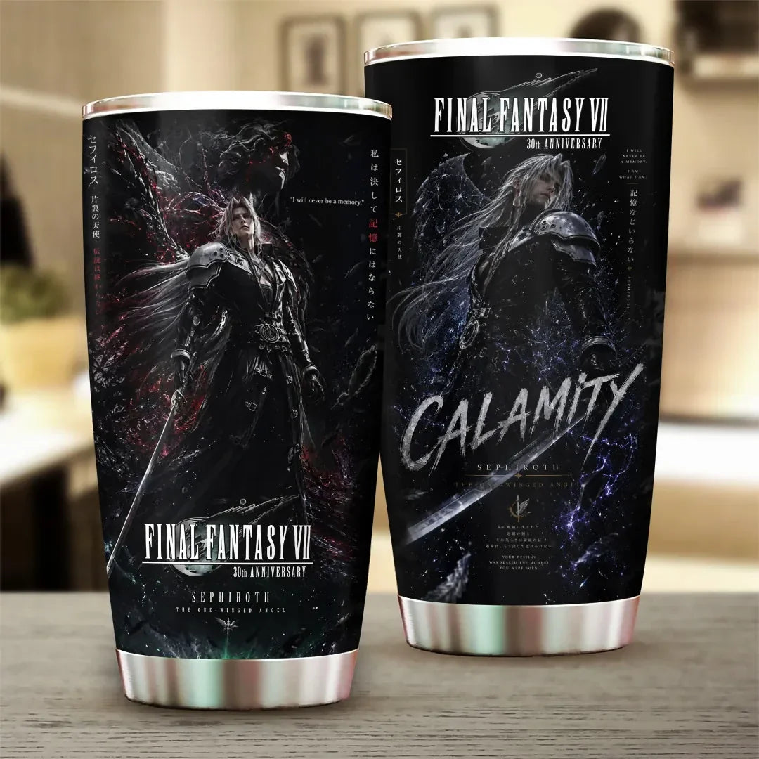 Final Fantasy VII X Sephiroth 30th Anniversary Tumbler Calamity FF7 Merch Gamer Gifts Ideas - Merchluma