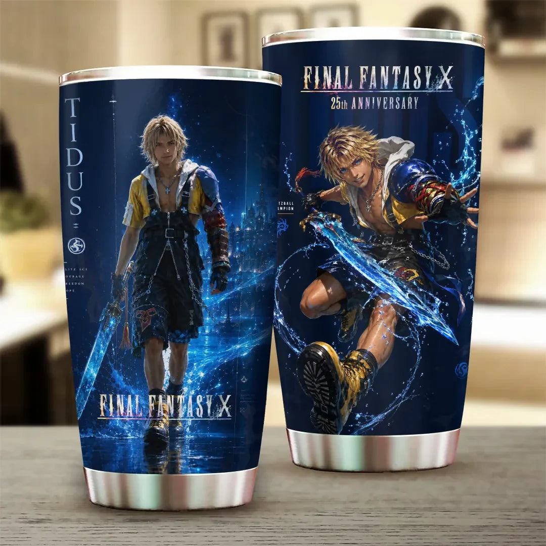 Final Fantasy X Merch 2026 FF5 25th Anniversary Tidus Tumbler Great Gifts For Video Game Lovers - Merchluma