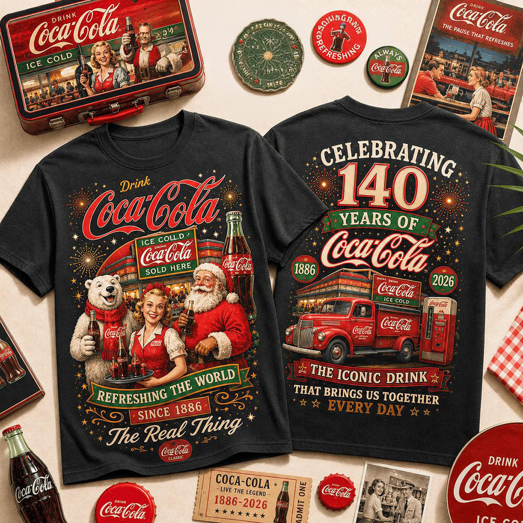 Coca Cola Celebrating 140 Years The Iconic Drink T-Shirt Birthday Present For Brothers - Merchluma