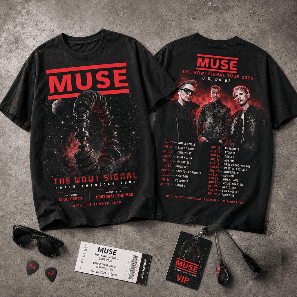 Muse The Wow Signal Tour 2026 T-Shirt Muse Band Merch Gift For Rock Music Lovers - Merchluma