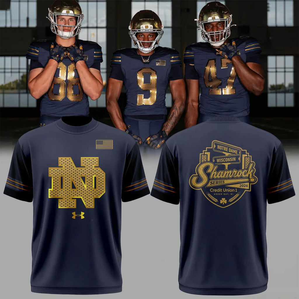 Notre Dame Fighting Irish Wisconsin Shamrock Series 2026 T-Shirt Notre Dame Football Merch - Merchluma