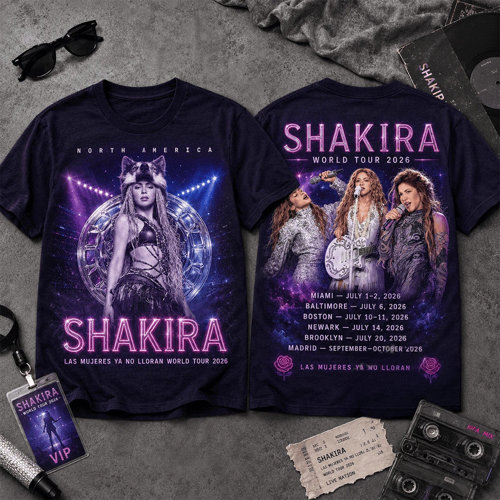 Shakira Las Mujeres Ya No Lloran World Tour 2026 T-Shirt Shakira Merch Gift For Music Fans - Merchluma