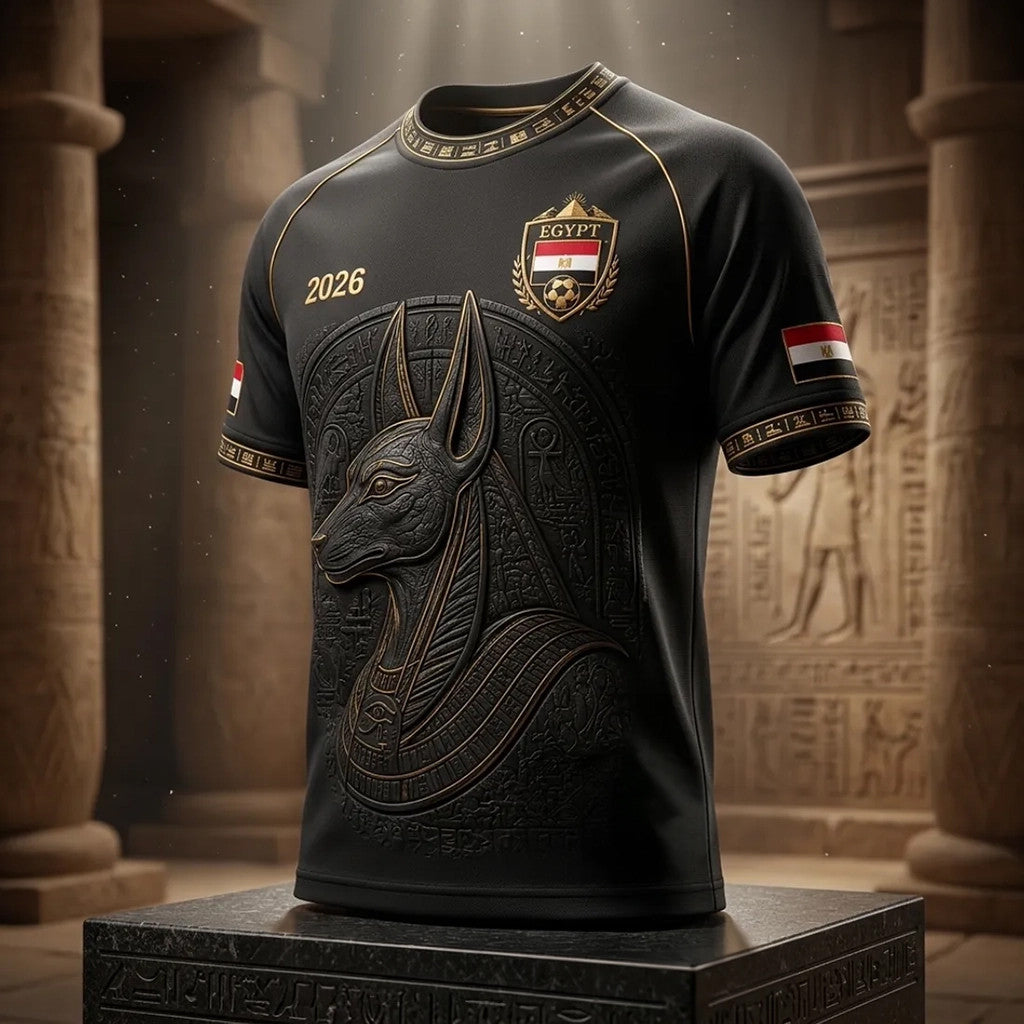 Egypt World Cup 2026 Merch Anubis Emblem Football T-Shirt Gift For Egypt Team Fans - Merchluma