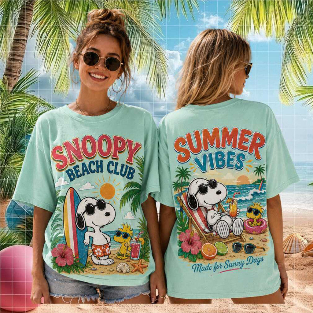 Snoopy Beach Club Summer Vibes Vintage T-Shirt 2026 Summer Holiday Gift For Sisters - Merchluma