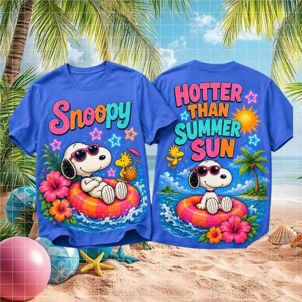 Snoopy Hotter Than Summer Sun Retro Shirt Colorful Tropical Pool Float Tee Summer Gifts - Merchluma