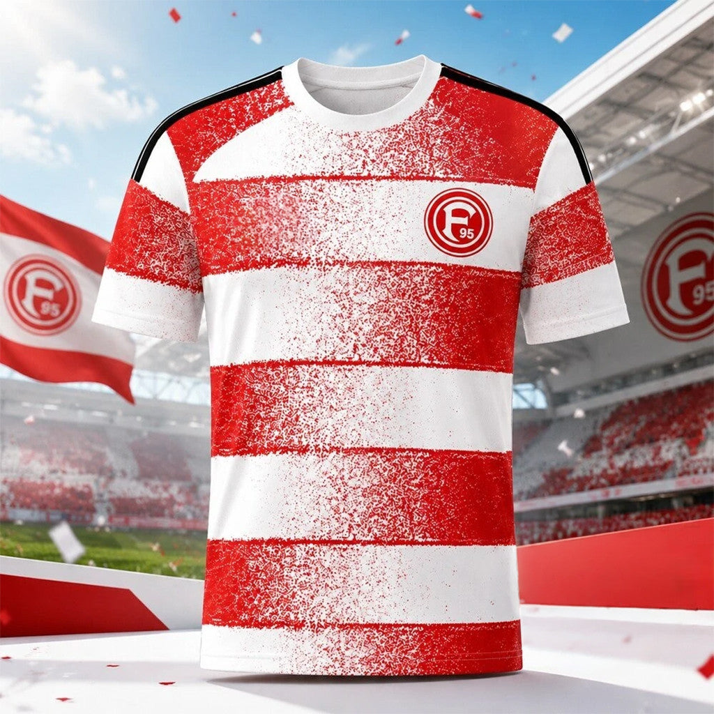 Fortuna Dusseldorf F95 Distressed Stripe T-Shirt Fortuna Dusseldorf Merch Gift For FootbalL Fan - Merchluma