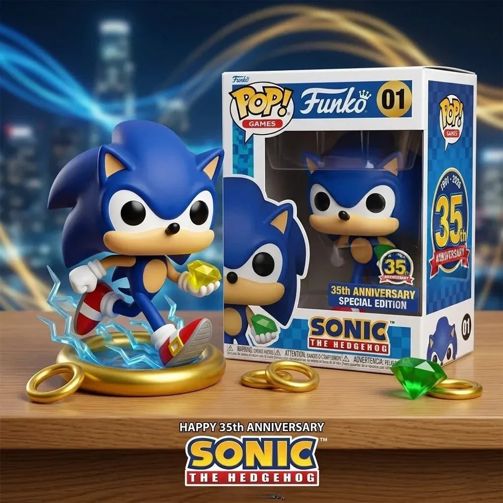 Sonic the Hedgehog 35th Anniversary Merch 2026 Sonic Funko Pop Display Decor Gift For Son - Merchluma