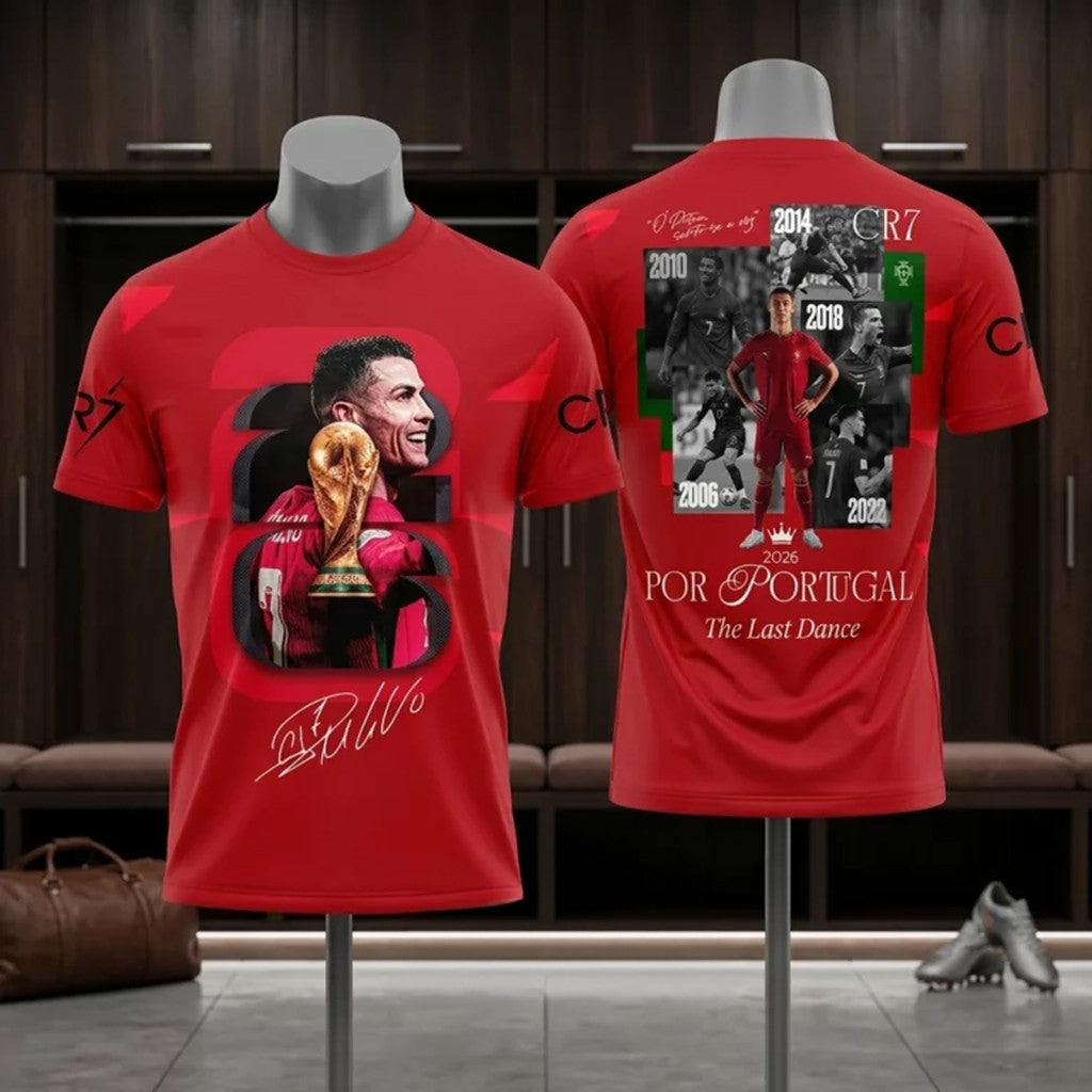 Cristiano Ronaldo T-Shirt Red CR7 The Last Dance Shirt Portugal World Cup 2026 Merch Signed - Merchluma