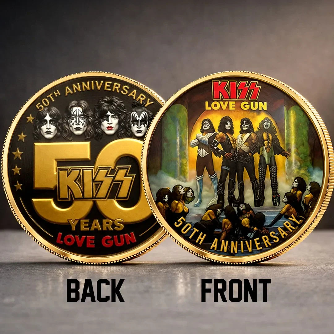 KISS Love Gun 50th Anniversary Commemorative Coin KISS Band Merch Gift For Rock Fans - Merchluma