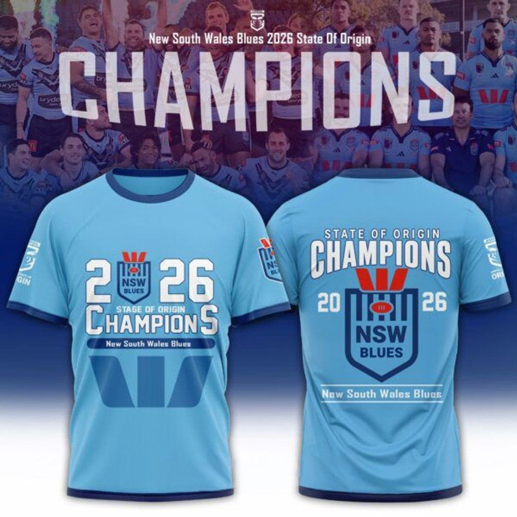 South Wales Blues 2026 State Of Origin Champions Men's T-Shirt NSW Blues Merch Fan Gifts - Merchluma