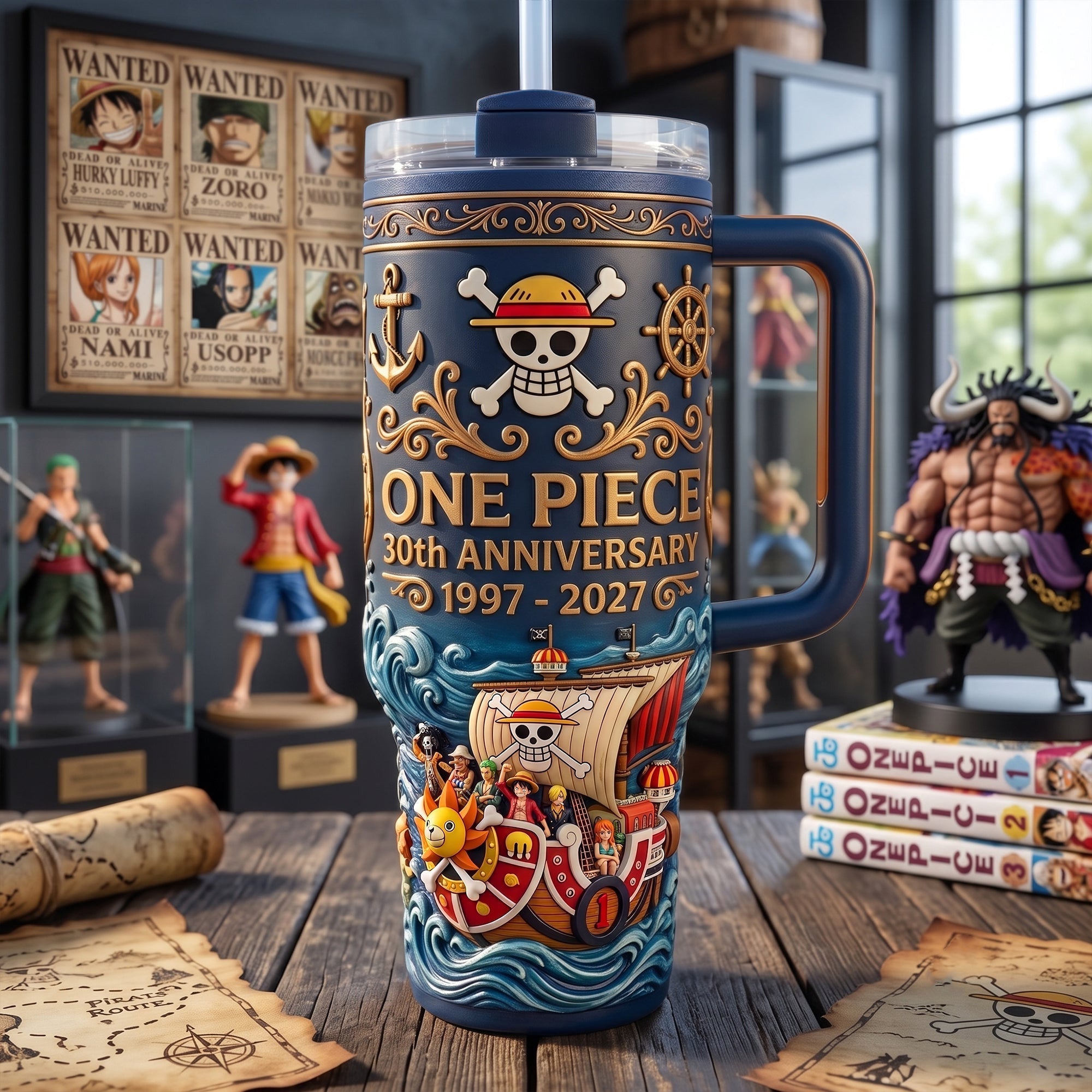 One Piece 30th Anniversary Merch Straw Hat Journey Tumbler Anime Lover Gifts Ideas - Merchluma
