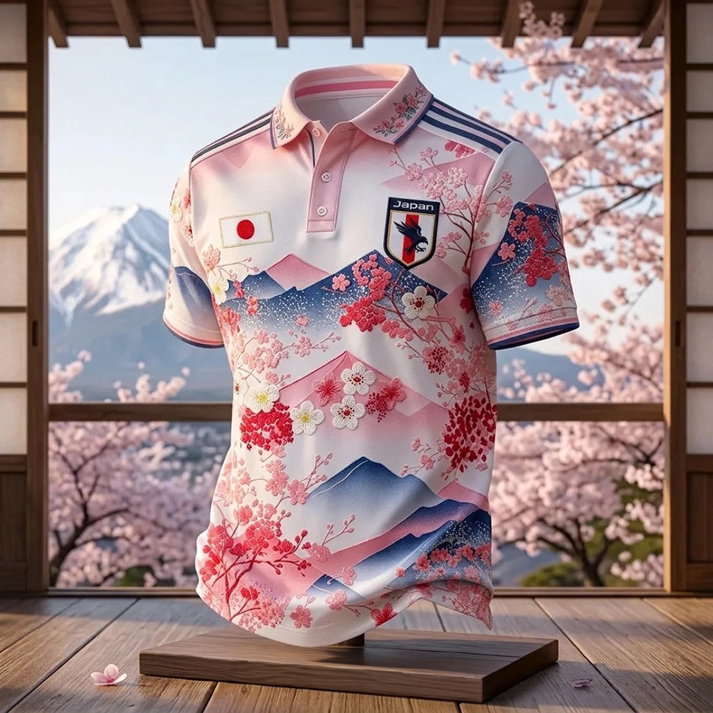 Japan National Team Cherry Blossom Polo Shirt Japan World Cup 2026 Merch Gifts For Husband - Merchluma