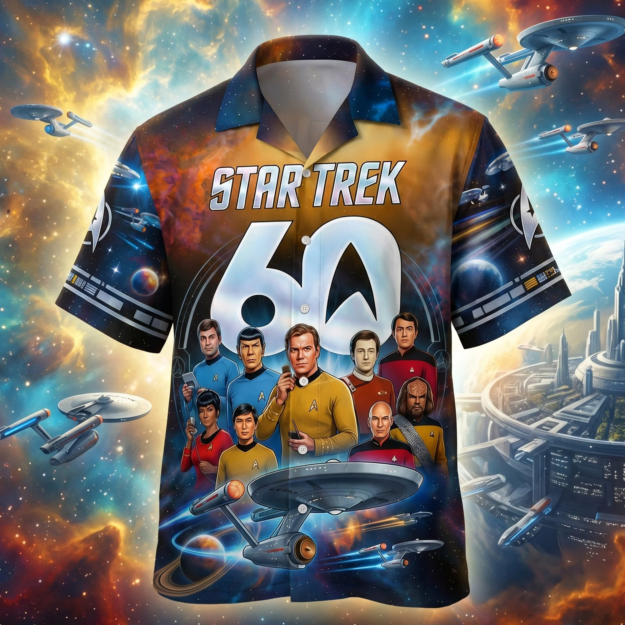 Star Trek Celebrating 60 Years Hawaiian Shirt Star Trek Merch 2026 Gifts For Movie Lovers - Merchluma