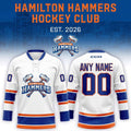 Personalized Hamilton Hammers Ice White Team 2026 Hockey Jersey Hammers Merch Gift For Fans - Merchluma