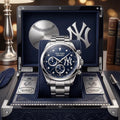 New York Yankees Stainless Steel Chronograph Watch NY Yankees Merch Gift For Baseball Fans - Merchluma