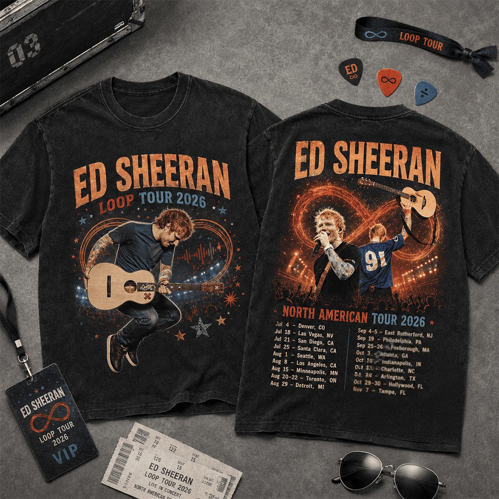 Ed Sheeran Loop Tour 2026 Wash T-Shirt Ed Sheeran Merch Best Gift For Music Lovers - Merchluma
