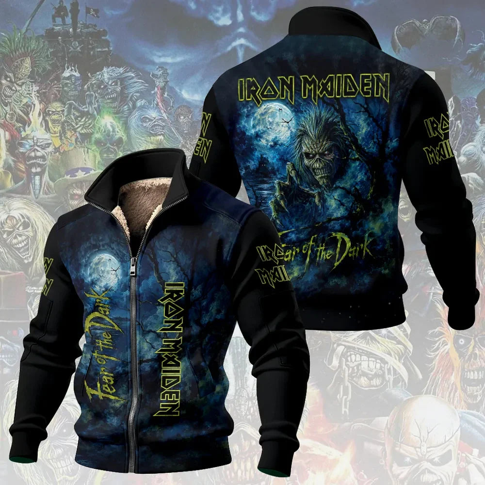 Iron Maiden Fear Of The Dark Stand Collar Zip Jacket 2026 Iron Maiden Merch Birthday Gift Ideas - Merchluma